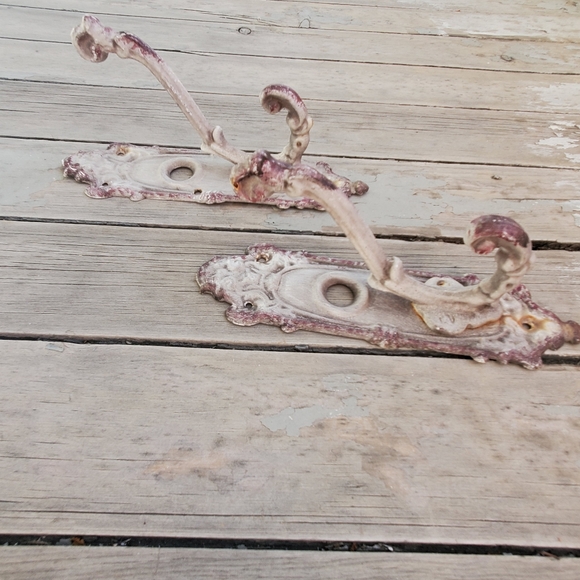 Metal Hooks Old Door Back 8"x2.25" Hanging Decor Patina White Purple - Picture 7 of 8